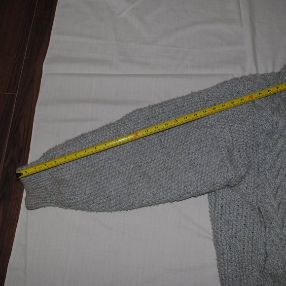 Hand Knit Heavy Thick Wool Jacket Womens Zipper Cable Chunky - Picture 13 of 13